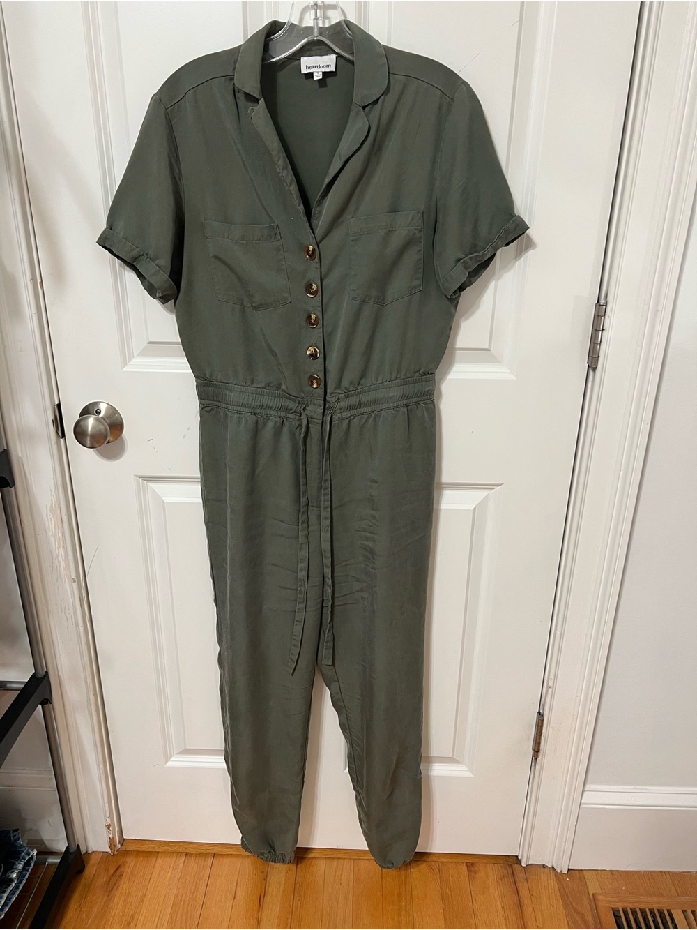 Green Short-Sleeve Utility Jumpsuit
